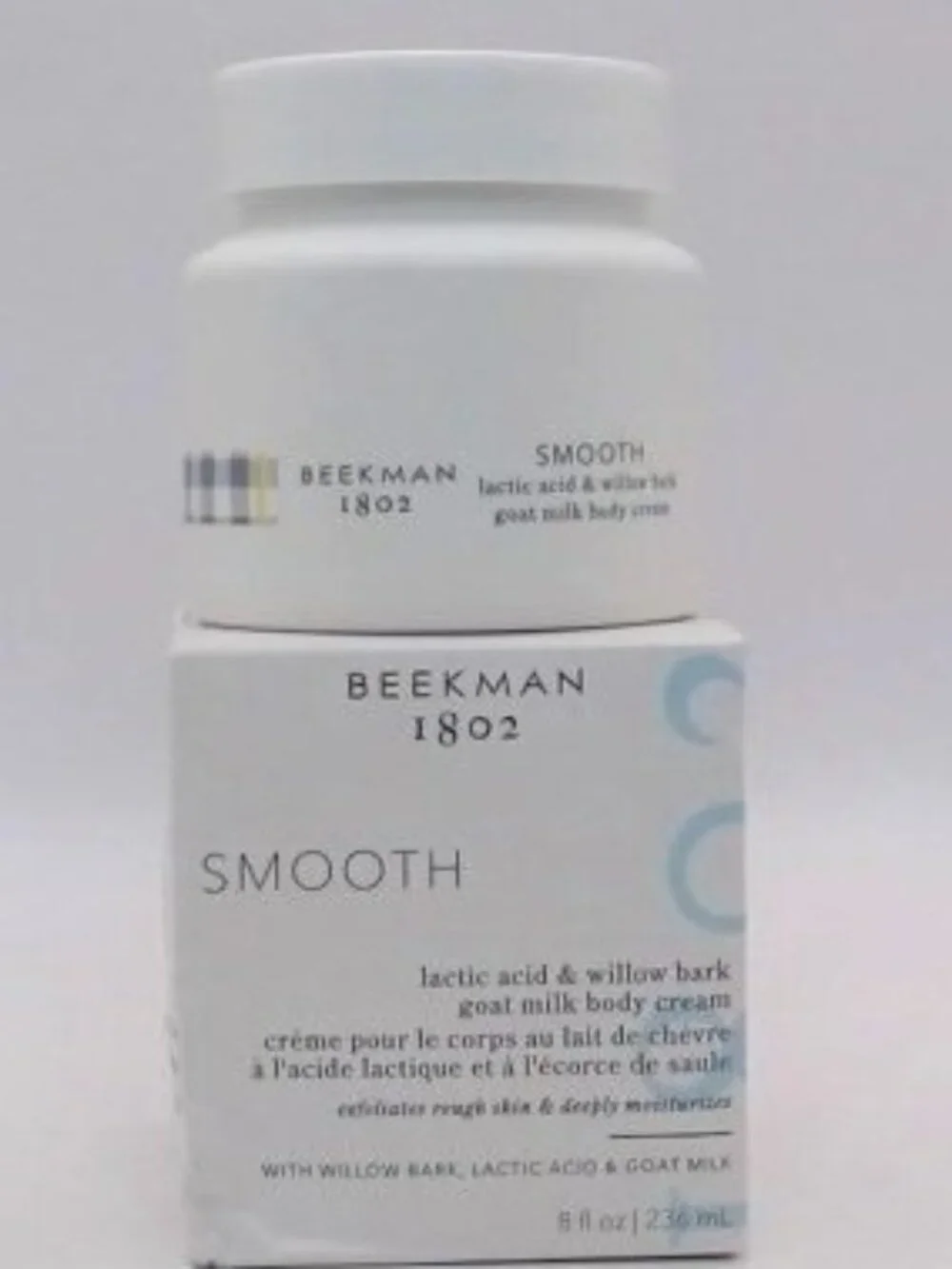 Beekman 1802 SMOOTH lactic acid & willow bark goat milk body cream 8 fl oz, BNIB
